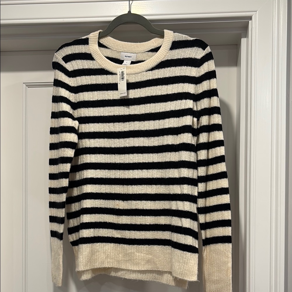 Striped Black and Cream Women's Sweater